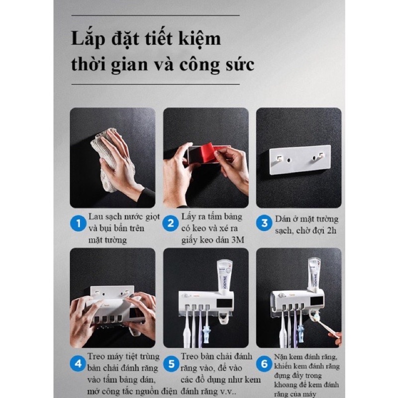 Giá Treo Bàn Chải ⚡𝑭𝑹𝑬𝑬 𝑺𝑯𝑰𝑷⚡Kem Đánh Răng Khử Khuẩn Tia UV Công Nghệ Cao Châu Âu