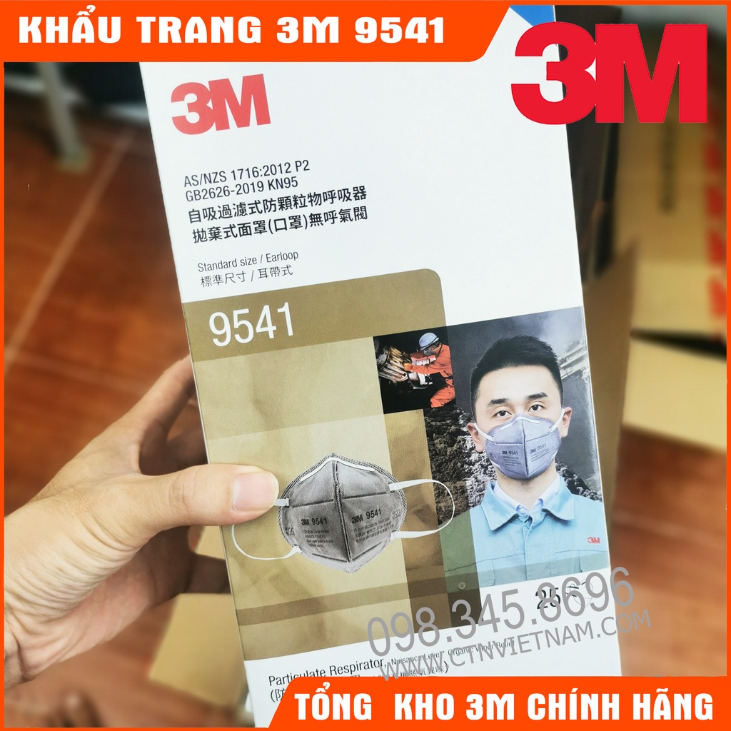 Khẩu Trang 3M 9001/9541 Chống Dịch Hiệu Quả, Đeo Tai, Hàng Chính Hãng