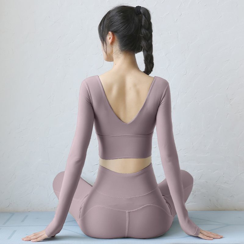 Bộ Đồ Tập Yoga Cao Cấp Tay Dài Có Đệm Ngực Phong Cách Mới Cho Nữ