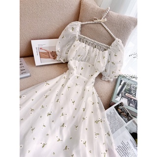 Váy hoa tay ngắn xếp ly( Sẵn tại shop)