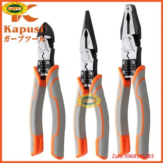 Kìm điện, cắt, nhọn đa năng cao cấp Nhật Bản 5 trong 1 Kapusi (Kẹp-Cắt-Uốn-Cuộn-Tuốt dây) thép CR-V cao tần