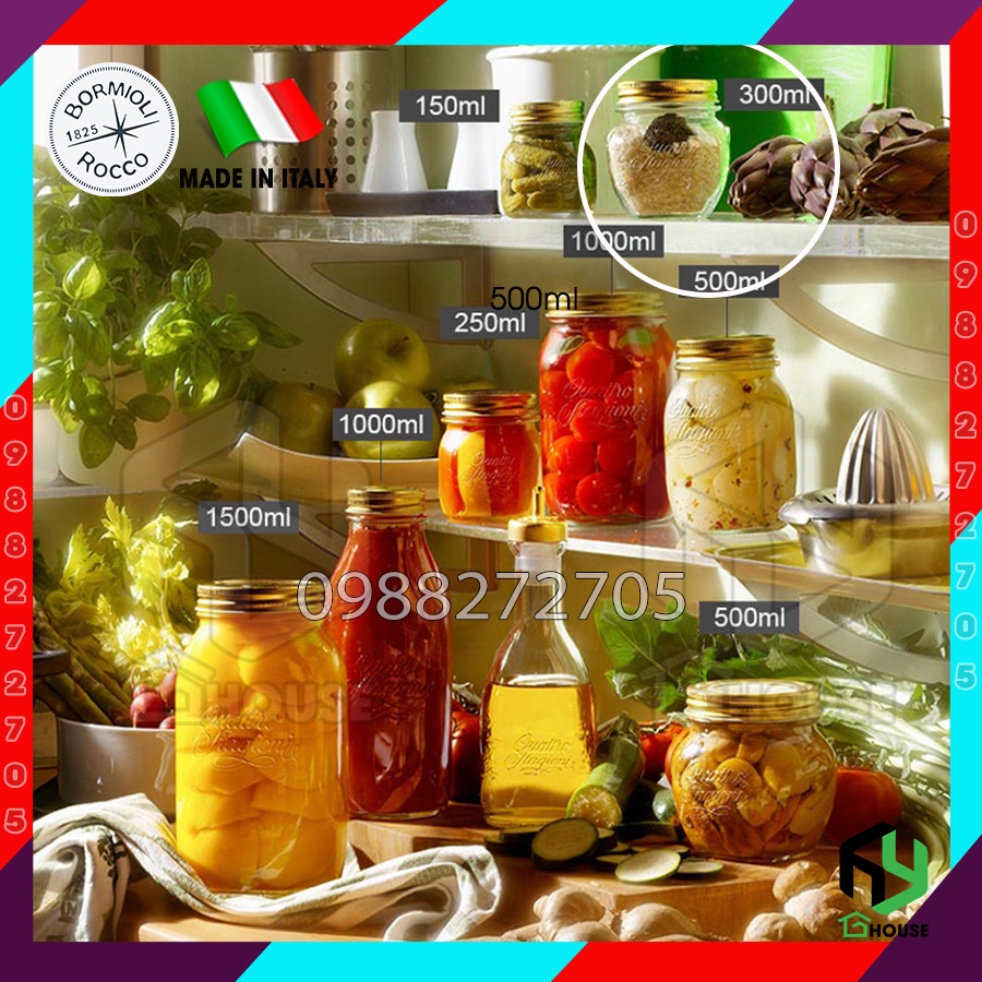 Lọ thủy tinh Hũ thủy tinh nắp vặn Quattro Amfora 300ml