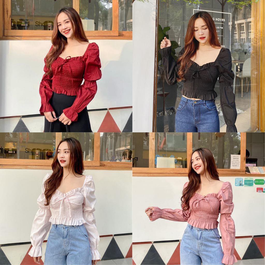 Áo booking nhún ngực dài tay