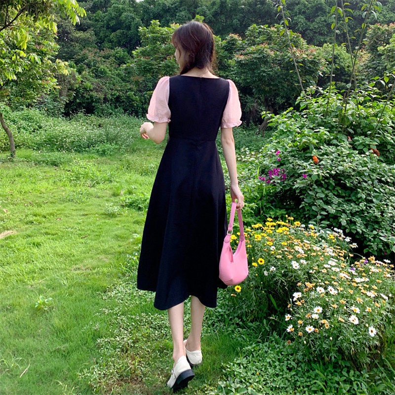 Đầm Dài Cổ Vuông Tay Phồng Giả Hai Mảnh Phong Cách Pháp Thời Trang Mùa Hè Hàng Mới Dành Cho Nữ Cỡ Lớn 2022