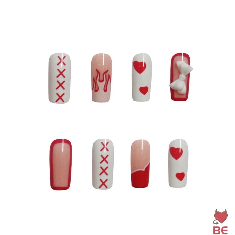 [Hàng mới về]Bộ 24 móng giả đính charm hoạ tiết siêu cưng