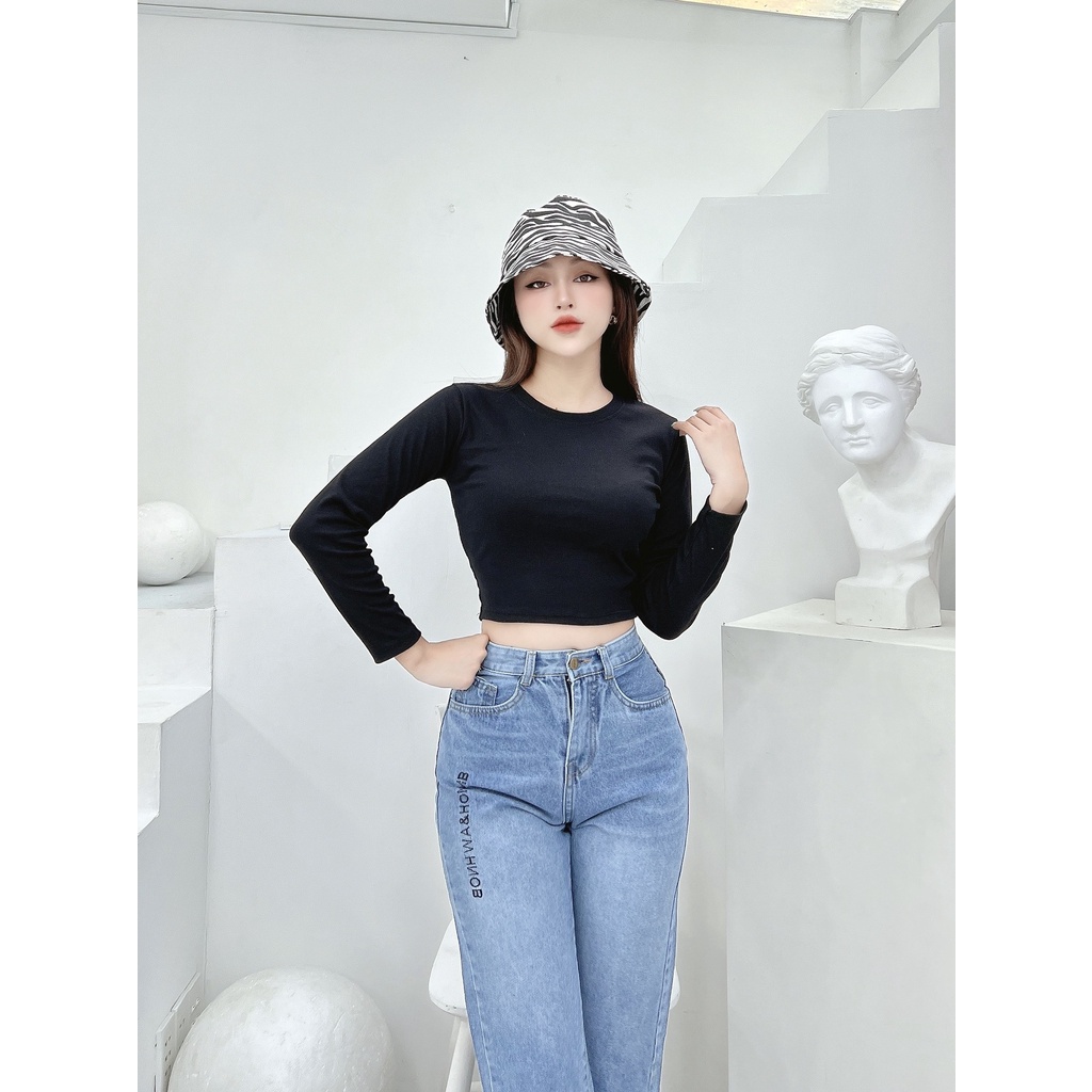 Quần jeans nữ CRAZYTEEN dáng baggy thêu chữ cá tính K0123