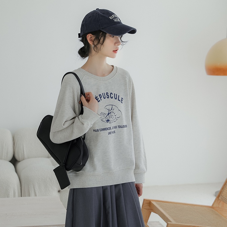 Áo thun nữ cổ tròn tay dài màu trơn đơn giản in chữ 45848 | BigBuy360 - bigbuy360.vn