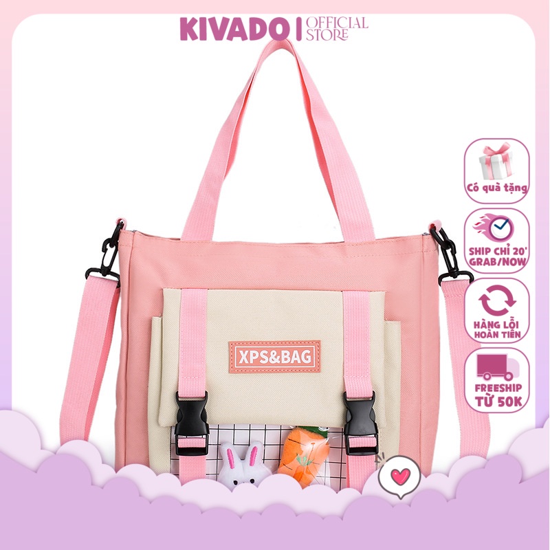 Túi vải tote nữ  đeo chéo canvas đựng quần áo đeo vai thời trang  phong cách hàn quốc giá rẻ KIVADO TV BAG