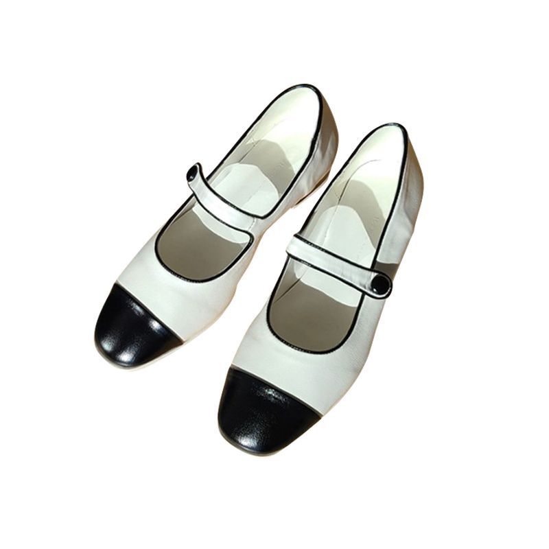 Giày Búp Bê Da Mũi Tròn Đế Thấp Màu Bạc Thời Trang Cao Cấp