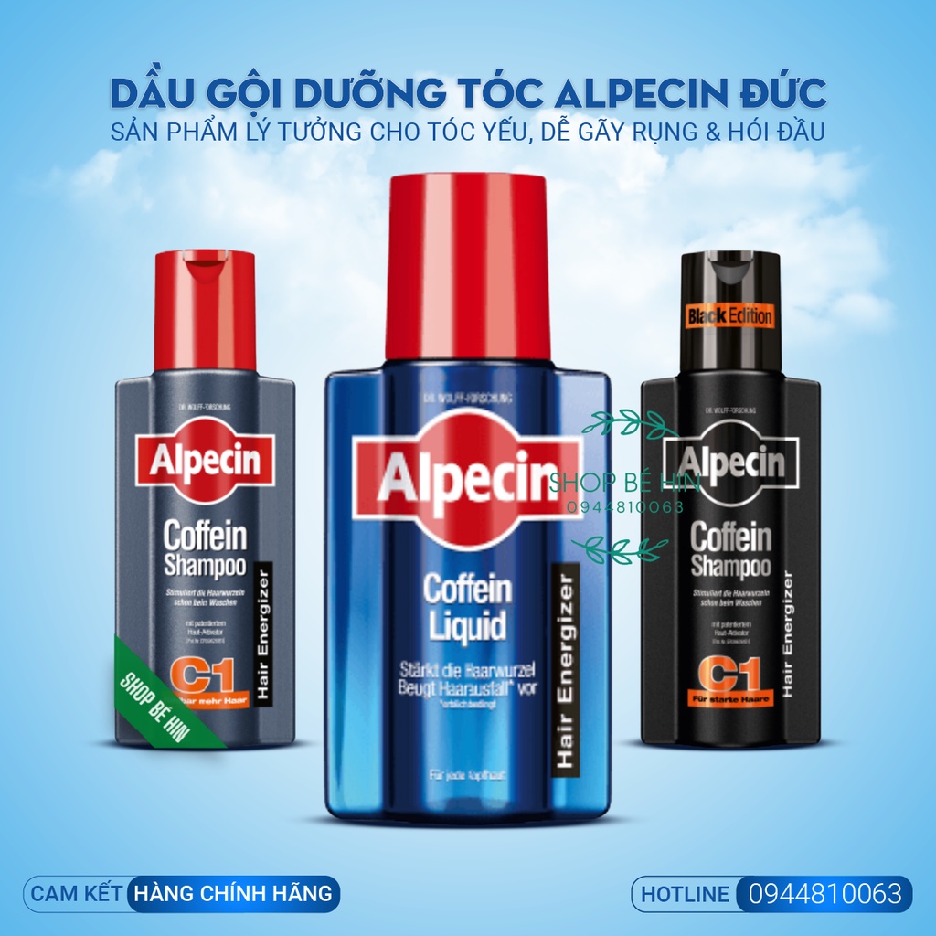 (Bill Đức) Dầu gội dưỡng tóc ALPECIN, dầu gội chống rụng tóc và kích thích mọc tóc, cam kết chính hãng