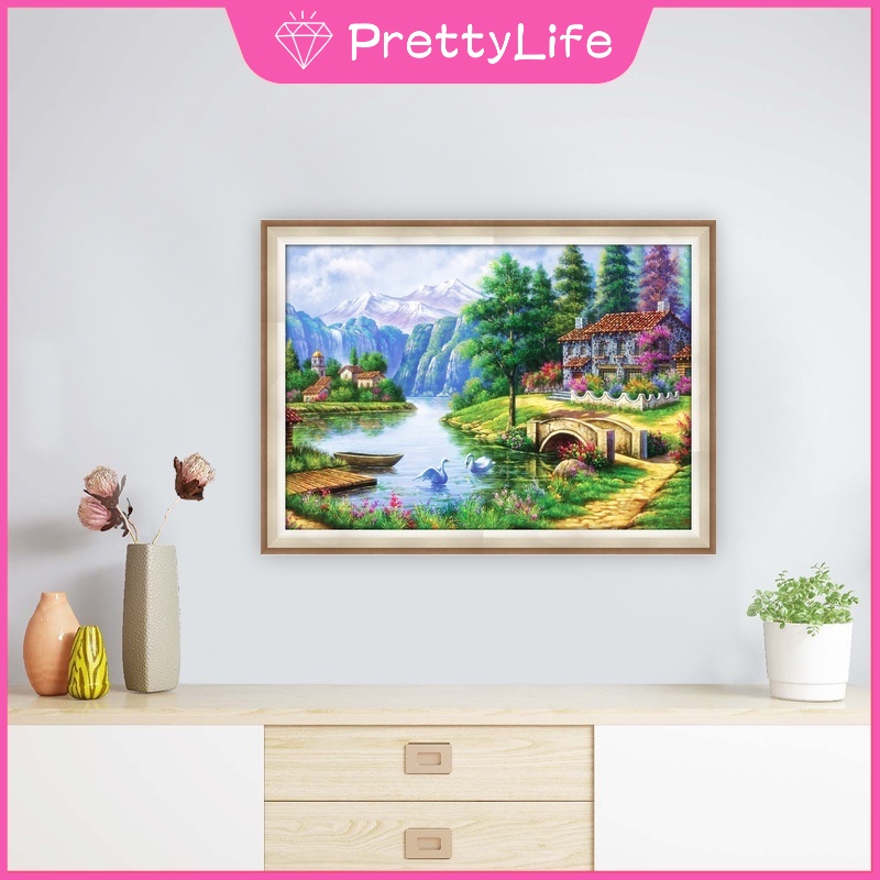 Mới Bộ Tranh Đính Đá 5D Tự Làm 40x30cm Hình Phong Cảnh Trang Trí Nhà Cửa