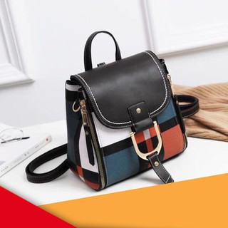 Balo Mini Nữ Kết Hợp Túi Xách Thời Trang Hàn Quốc Kẻ Sắc Màu ( giá sỉ)