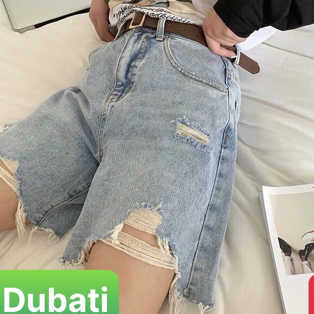 QUẦN SOT SHORT NỮ JEAN NGỐ LỬNG XANH RÁCH LƯNG CAO NÂNG MÔNG SIÊU HOT- DUBATI FASHION