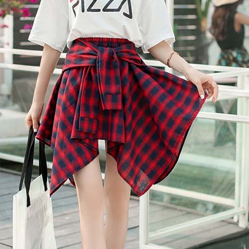 Chân váy cotton sọc caro đàn hồi quyến rũ | BigBuy360 - bigbuy360.vn