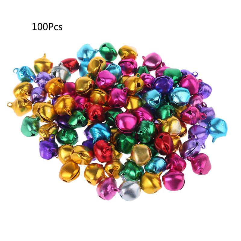 CHARMS Set 100 Chuông Mini Bằng Nhôm Nhiều Màu Sắc Dùng Để Trang Trí Cây Thông Giáng Sinh