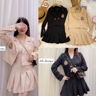 Set vest 2 món logo đen trắng cute