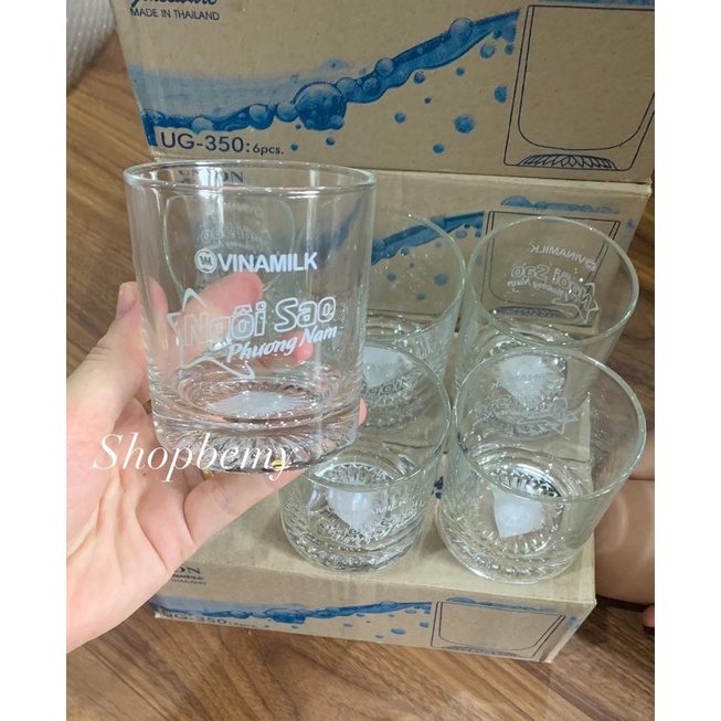 Hộp 4 cốc Thủy Tinh Nutri boost dung tích 345ml hàng dày dặn kèm ảnh thật , cốc hổ phách có quai 480ml hàng loại 1