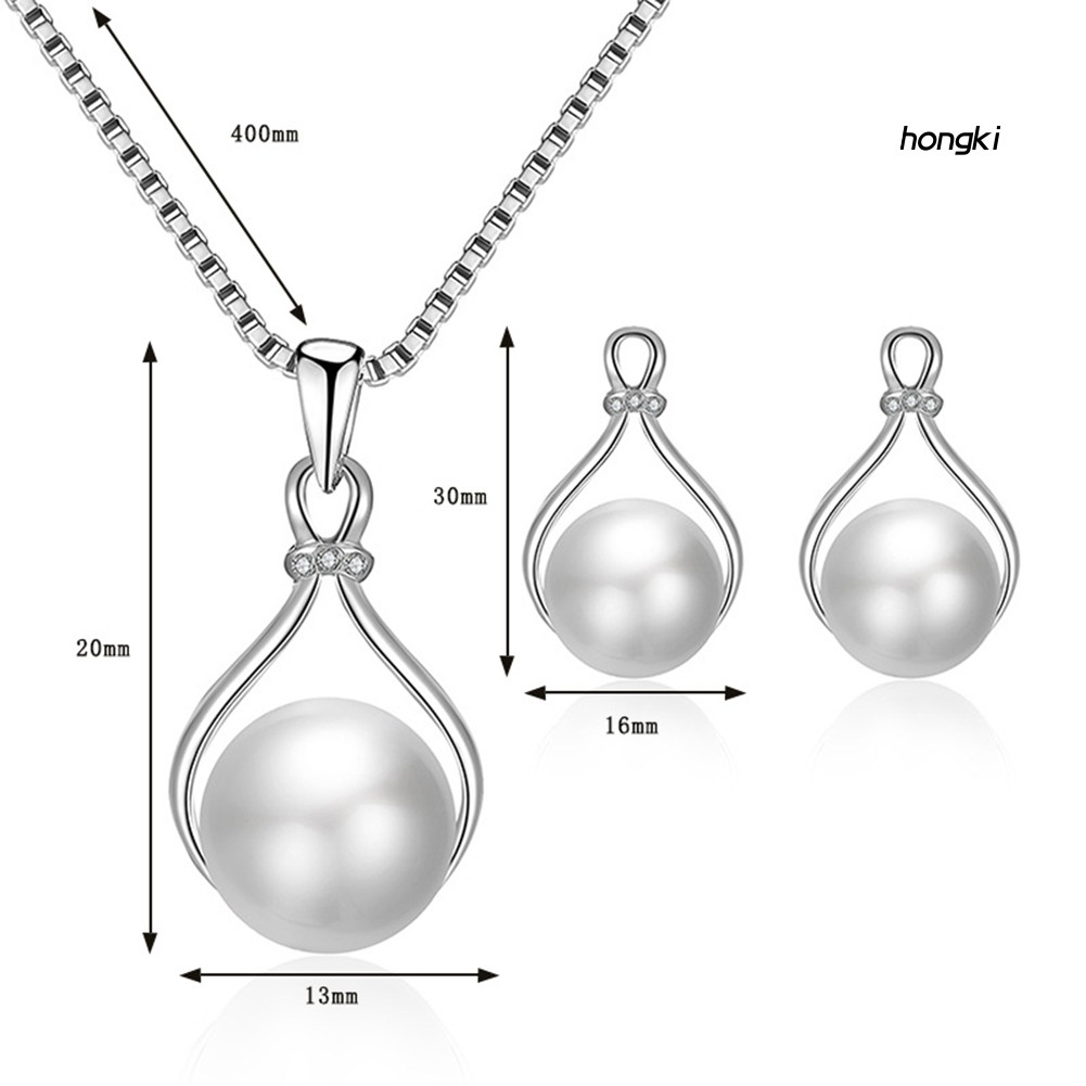 (Hàng Mới Về) Bộ vòng cổ + Bông Tai Đính Ngọc Trai Giả Hình Giọt Nước