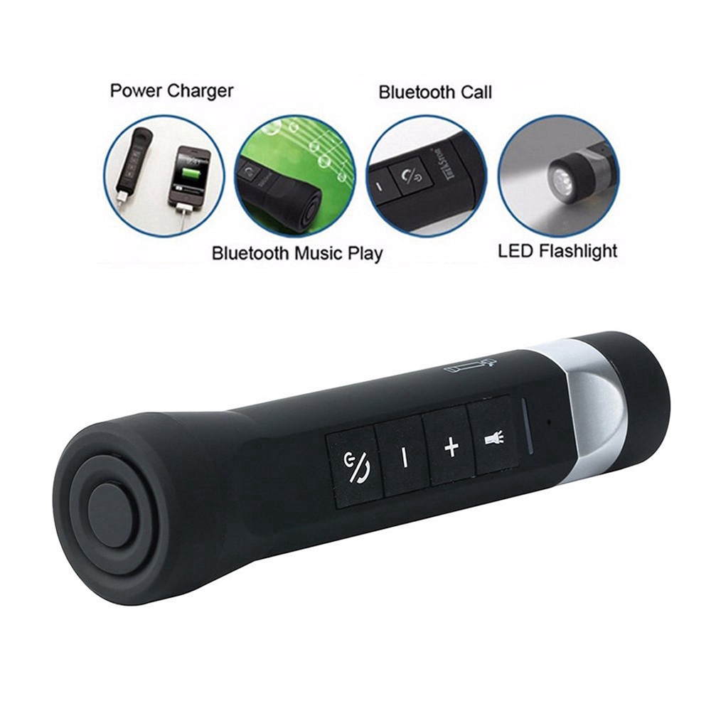 Loa Bluetooth không dây tích hợp chức năng đèn pin và sạc dự phòng mang đi tiện dụng cho xe đạp/ xe mô tô
