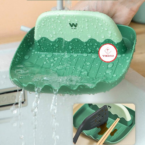Khay đỡ gác vung nồi, muôi, thìa dụng cụ nấu ăn bằng nhựa đa chức năng chống trượt dễ dàng sử dụng giúp bếp vệ sinh