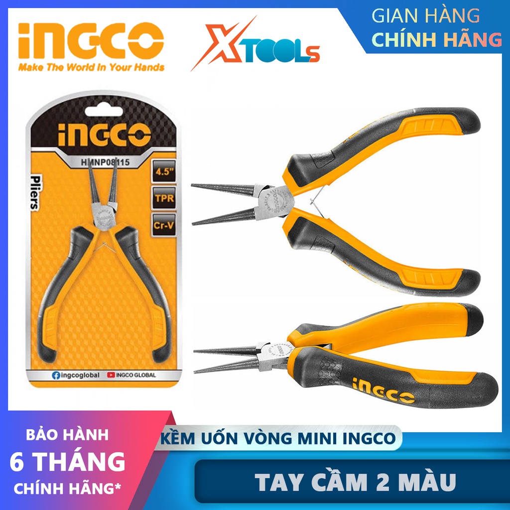 Kìm nhọn uốn vòng mini INGCO HMNP08115 |  kềm uốn vòng Kích thước 4.5&quot;/ 115mm Đầu kềm được đánh bóng và chống gỉ kẹp, gi