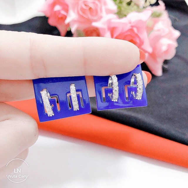 BÔNG TAI KHOEN TRÒN ĐÍNH ĐÁ SANG CHẢNH - TRANG SỨC BẠC S925