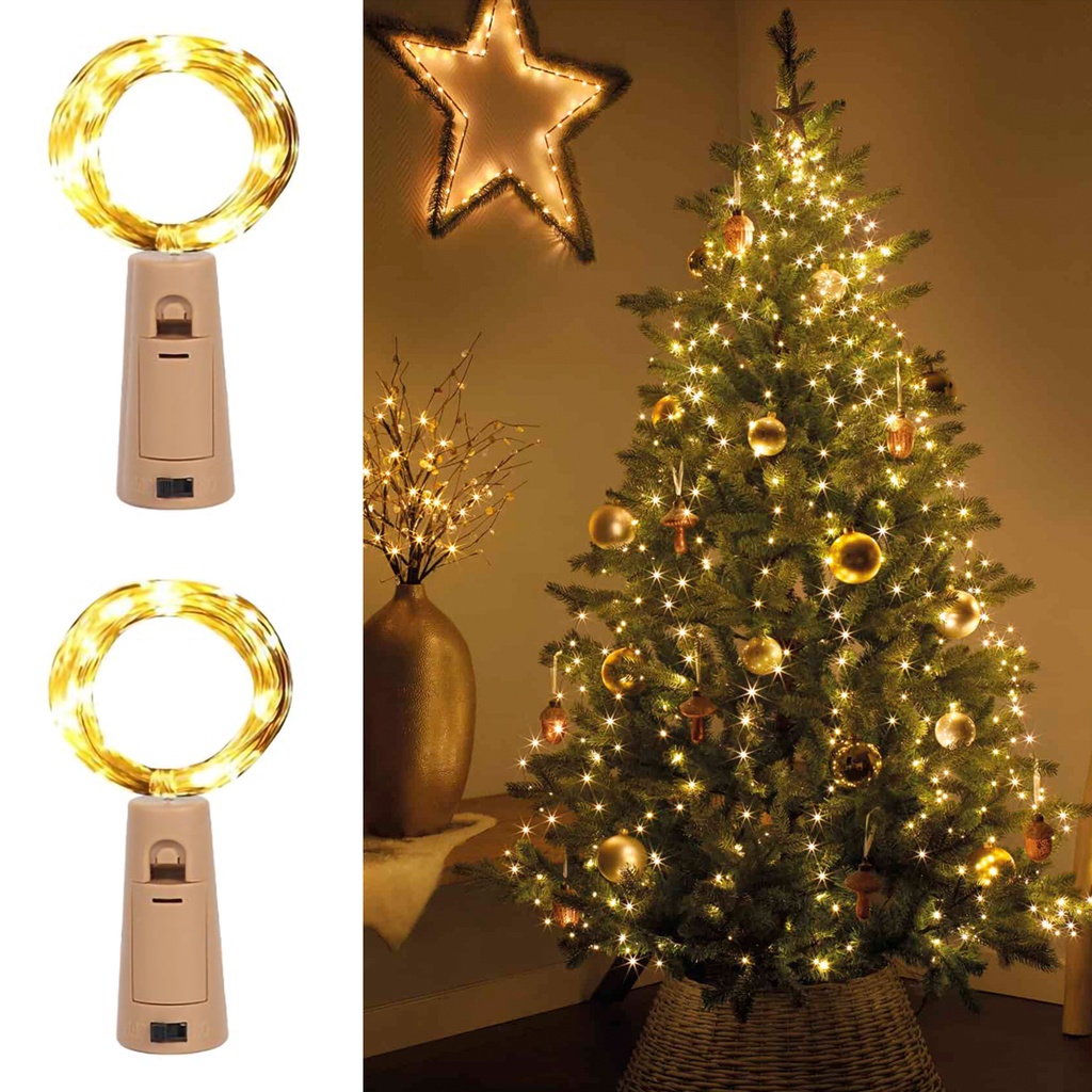 Dây Đèn LED Dài 2M Chạy Bằng Pin Với Nút Bần Trang Trí Chai Rượu Cho Tiệc Giáng Sinh / Sinh Nhật / Tiệc Cưới