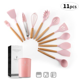 Set 11 dụng cụ bếp và làm bánh kèm đồ đựng, có 5 màu xinh lung linh