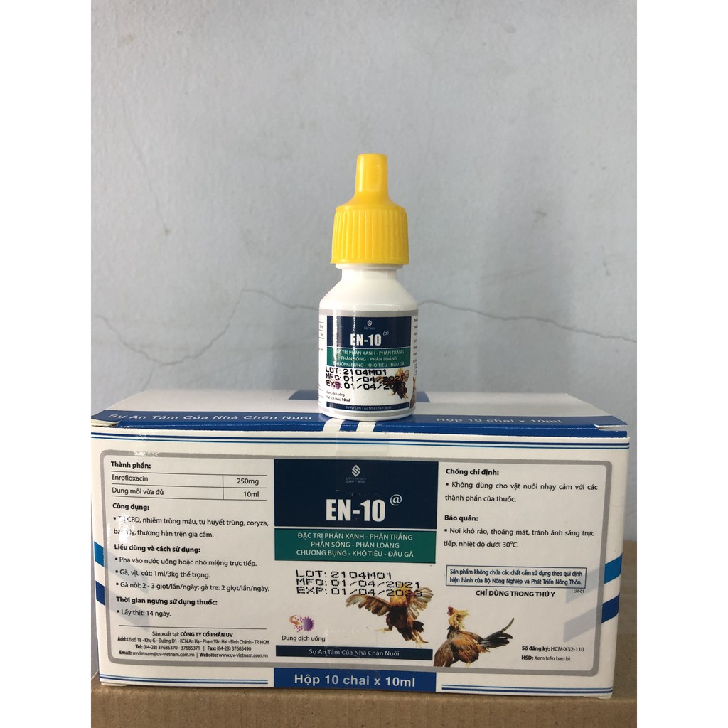 [Mã PET50K giảm Giảm 10% - Tối đa 50K đơn từ 250K] En-10 chai 10ml: phân xanh, phân trắng, chướng bụng, đậu gà