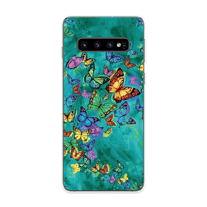 Samsung Galaxy S9 S9+ S10 S10+ Plus S10e Lite Soft TPU Silicone Phone Case Cover Poetic Butterfly