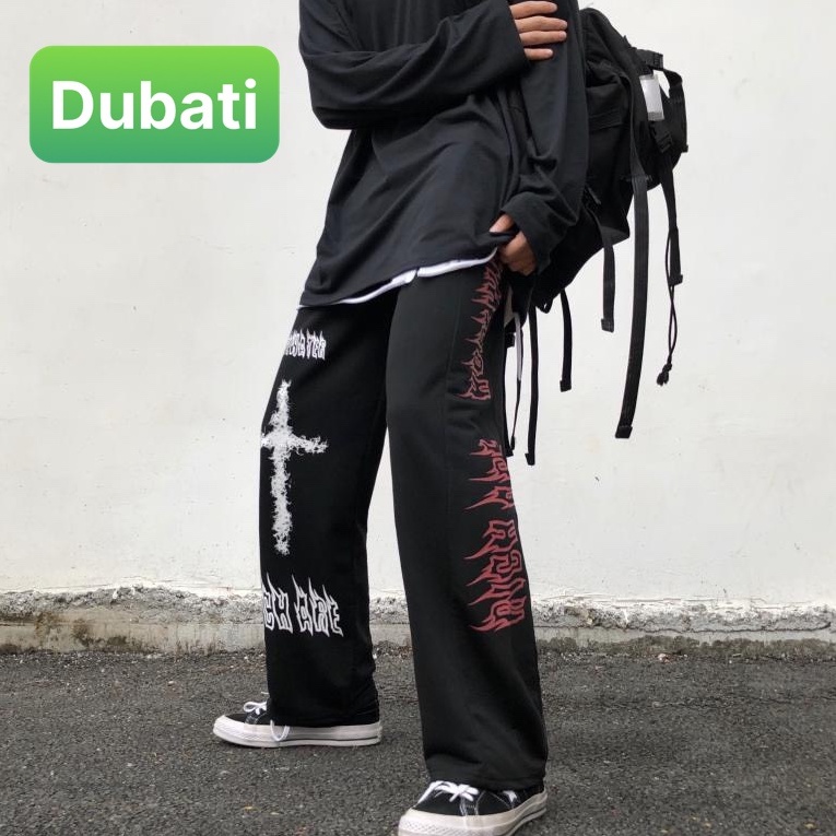 QUẦN JOGGER NAM NỮ UNISEX CHẤT NỈ DÀY DA CÁ ỐNG SUÔNG RỘNG THÊU LỬA RÚT DÂY HÀN QUỐC SANG CHẢNH - DUBATI FASHION