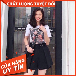 Quần sooc vải cạp cao
