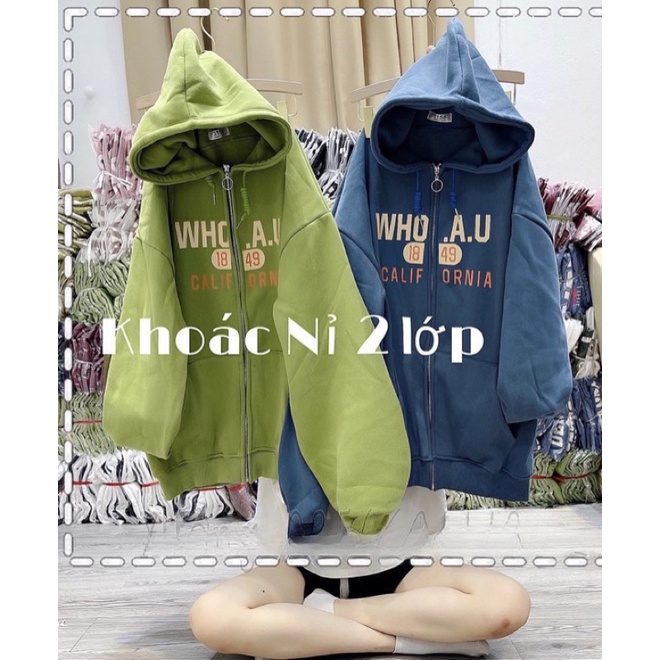 Áo Khoác Nỉ Mũ Hoodie Kéo Khoá In Chữ WHO Unisex [FREESHIP]Jacket From Rộng Chất Nỉ Ngoại Nam Nữ