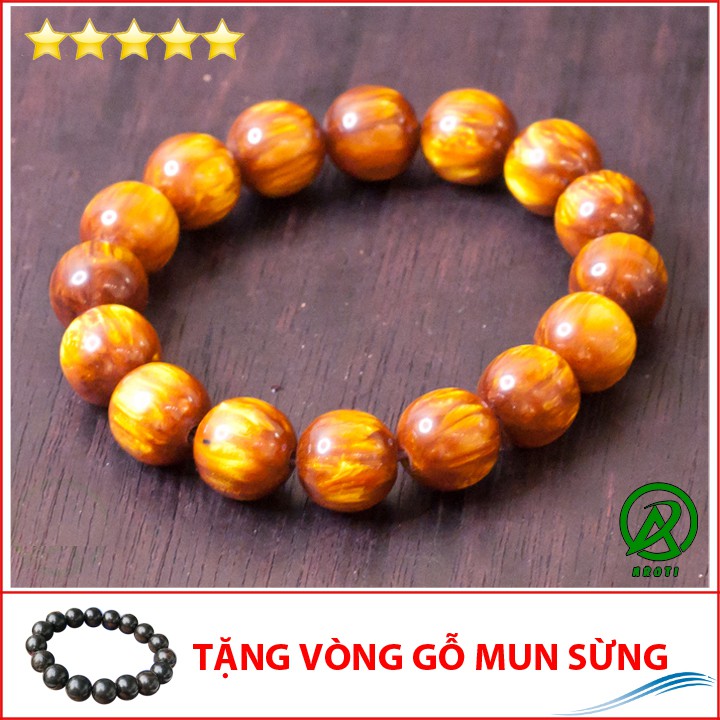 Vòng phong thủy gỗ hải liễu 14 ly - Hợp mệnh Kim - Thủy - Mộc V204-14(GM)-Kèm Vòng Phong Thủy Gỗ Mun