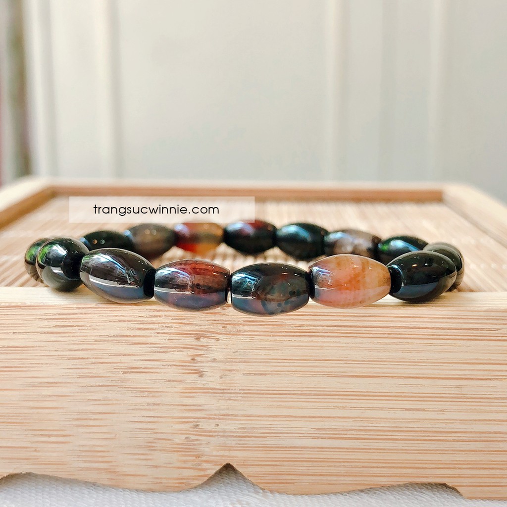 Vòng tay mã não hạt gạo