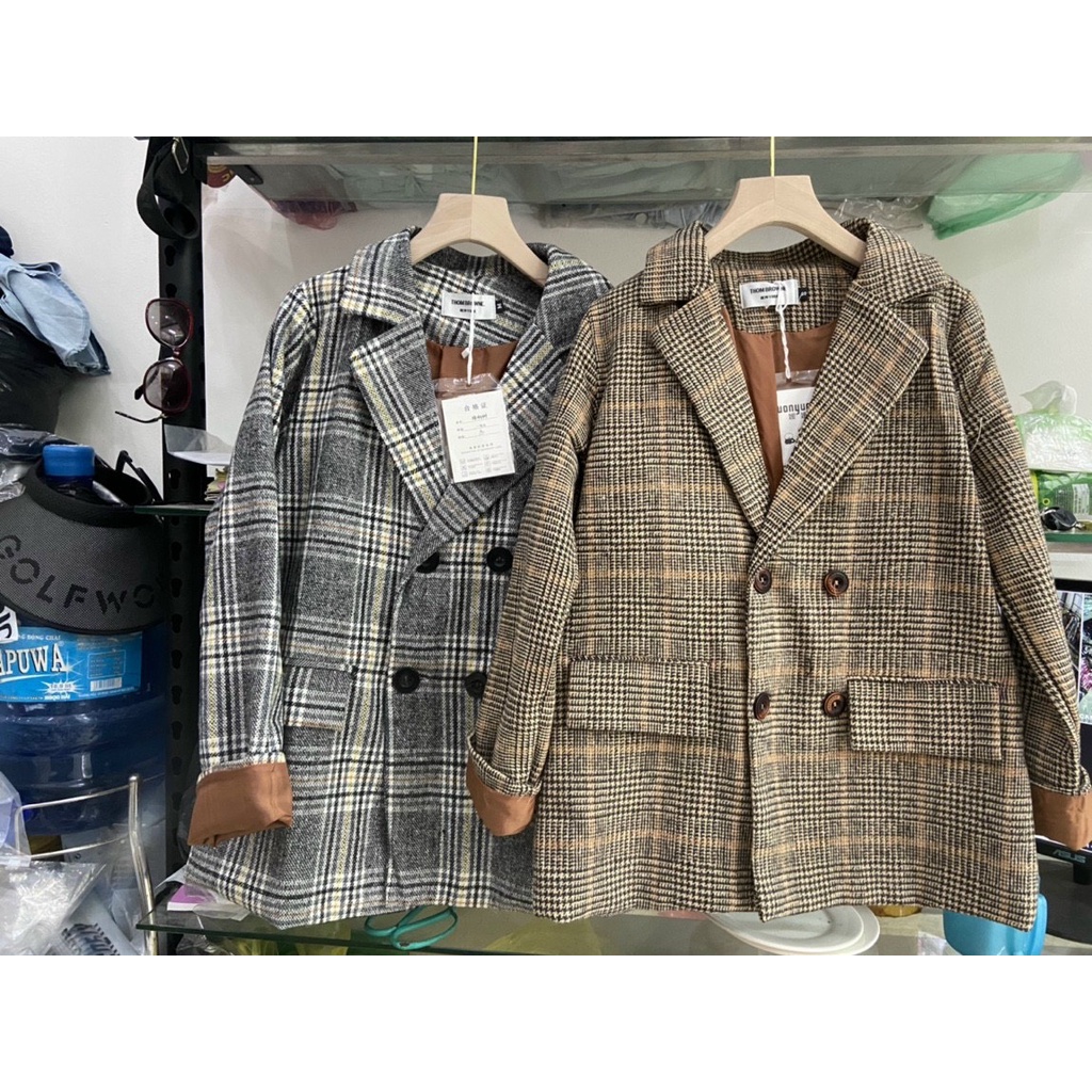 Áo dạ kẻ 4 cúc hàng quảng châu 2 lớp, Áo vest BLAZER dạ hàng đẹp bán shop / thoitrangsvtn