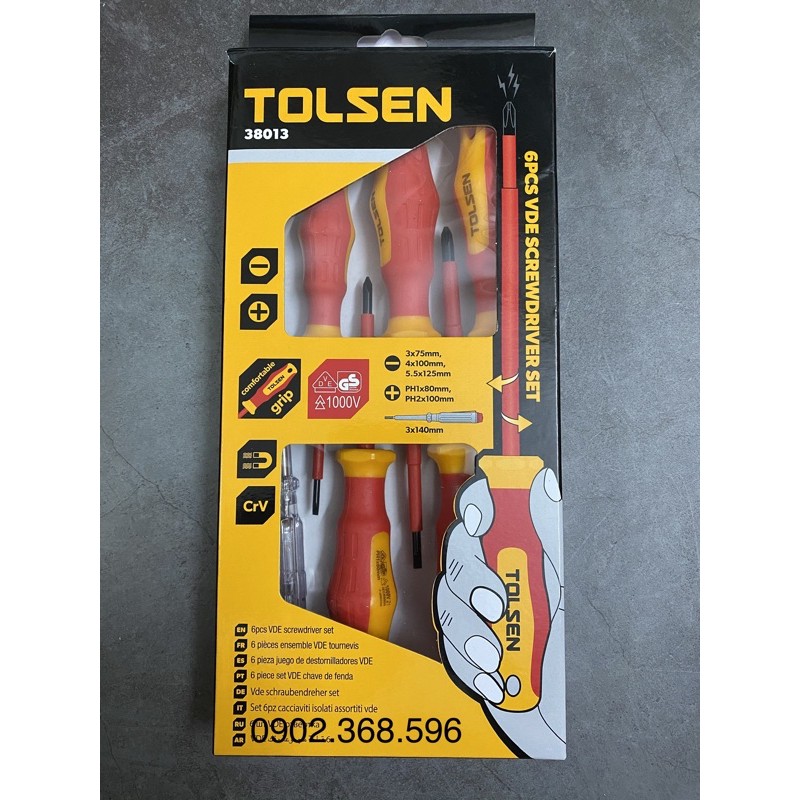 Bộ Tua vít cách điện 1000V 6 cây Tolsen 38013 đạt chuẩn VDE