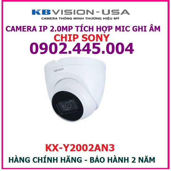 Camera IP 2.0MP KBVISION KX-Y2002AN3, chip Sony, tích hợp mic ghi âm