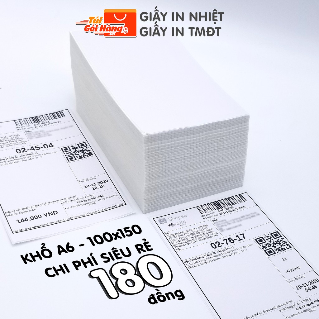 5000 Tờ Giấy In Nhiệt 3 Lớp Khổ A6 100x150mm In Đơn Shopee Sẵn Bóc Dán Tiện Lợi