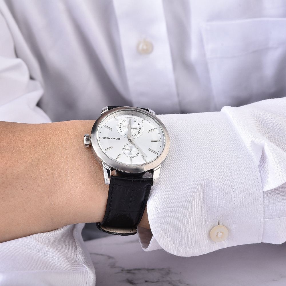 Đồng hồ Romanson Watch TL2647BMWWH nam máy Thụy Sĩ chống nước, mặt kính chống xước, dây da cao cấp chính hãng