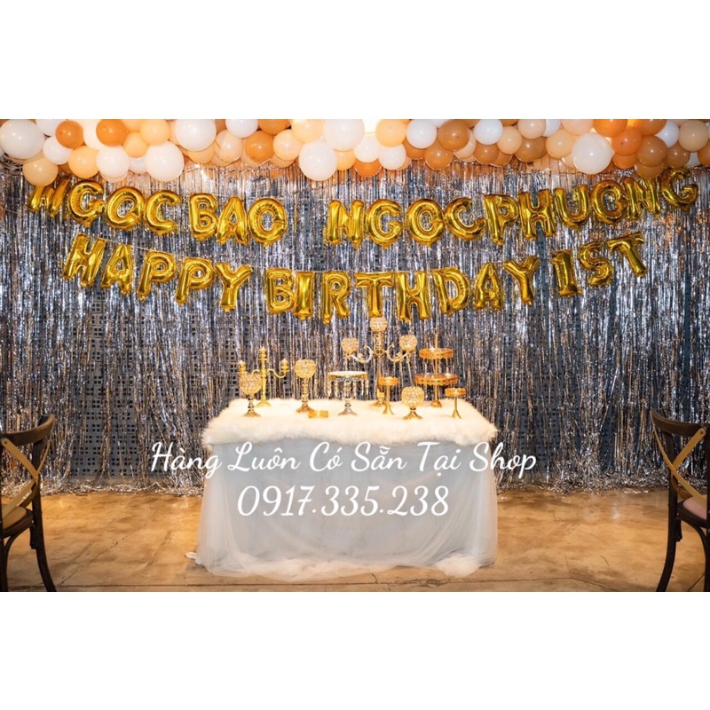 Set Bóng Nhũ Chữ HPBD Chai To Vương Miện Kèm Số Tuổi Siêu Lợi Tặng 1Ruy Băng 1Bơm 1 Keo