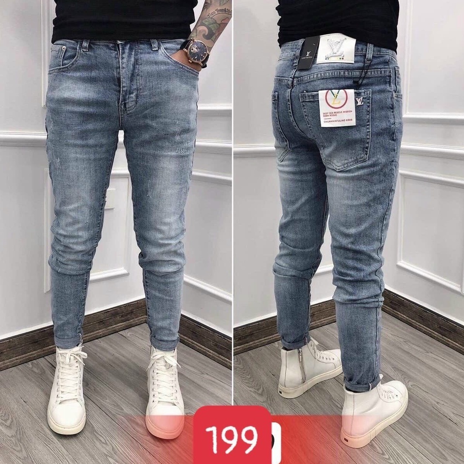 Quần jean nam xanh trơn cao cấp-chất bò co dãn 4 chiều-from chuẫn thời trang Lady-Hn Store88 q30