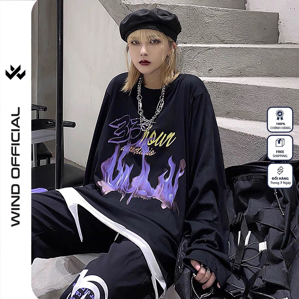 Áo sweater Unisex WIND phông tay dài form rộng 35HOUR, thời trang nam nữ oversize | BigBuy360 - bigbuy360.vn