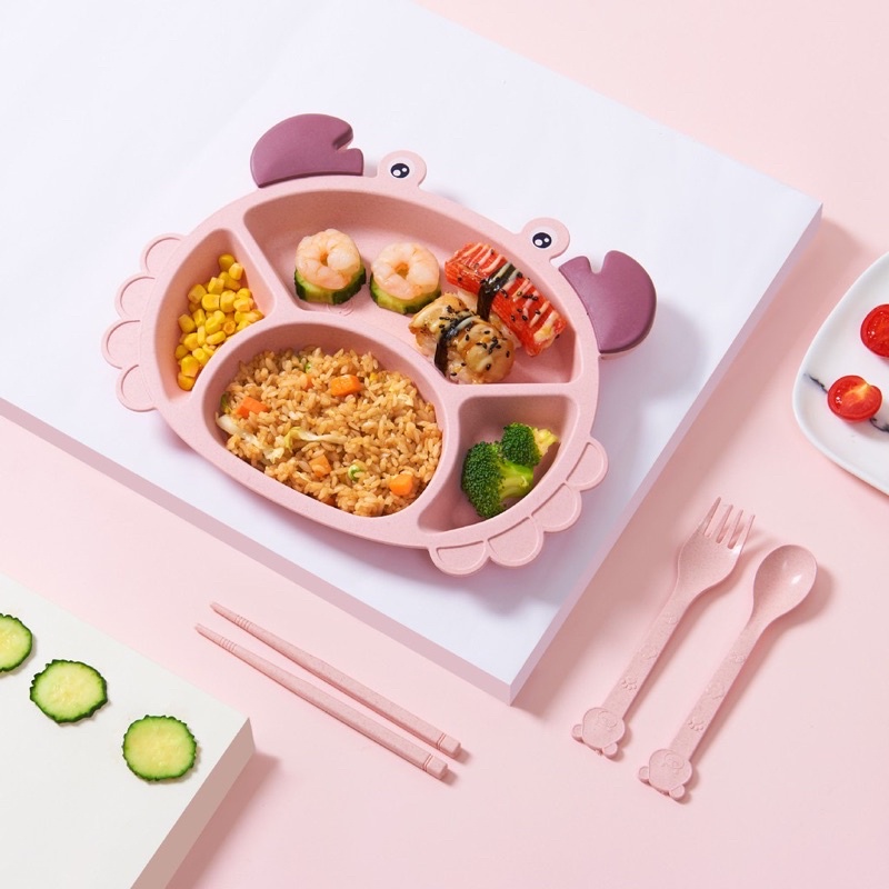 Khay ăn dặm lúa mạch hình con cua ( gồm 4 chi tiết )
