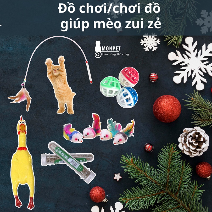 Đồ Chơi Vui Nhộn Cho Chó Mèo, Cần Câu Cho Mèo, Chuột Bông, Gà La Hét, Bóng Lục Lạc, Cỏ Mèo - Mon Pet Shop