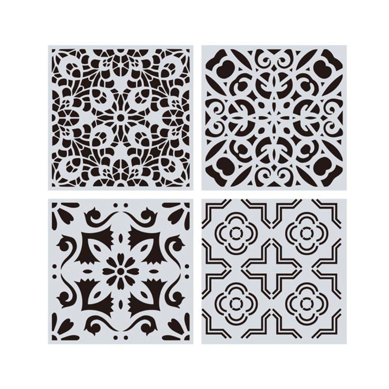 Set 16 Khuôn Vẽ Họa Tiết Mandala Trang Trí Tường / Gạch / Đá Diy