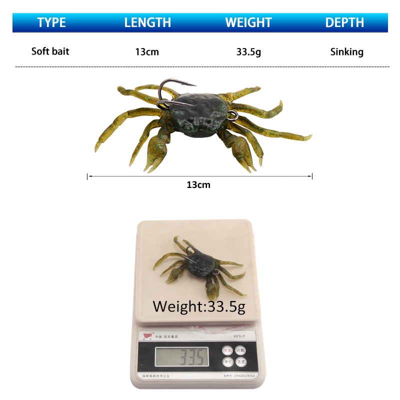 Mồi Câu Cá Giả Hình Con Cua Mềm 13cm 33.5g