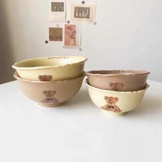 Set bát đĩa sứ gấu, set bát kiểu Hàn cute
