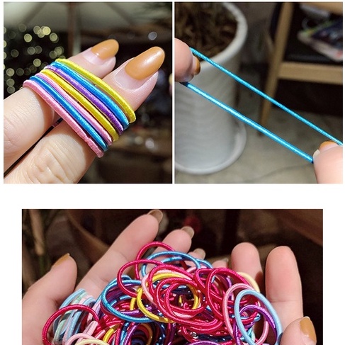 Set 100 chun buộc tóc sắc màu vòng nhỏ xinh xắn cho bé Hadyykids H.CH02