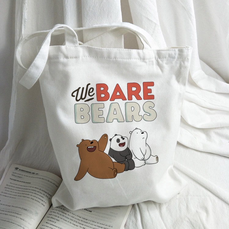 Túi xách vải in hình gấu We Bare Bears thời trang